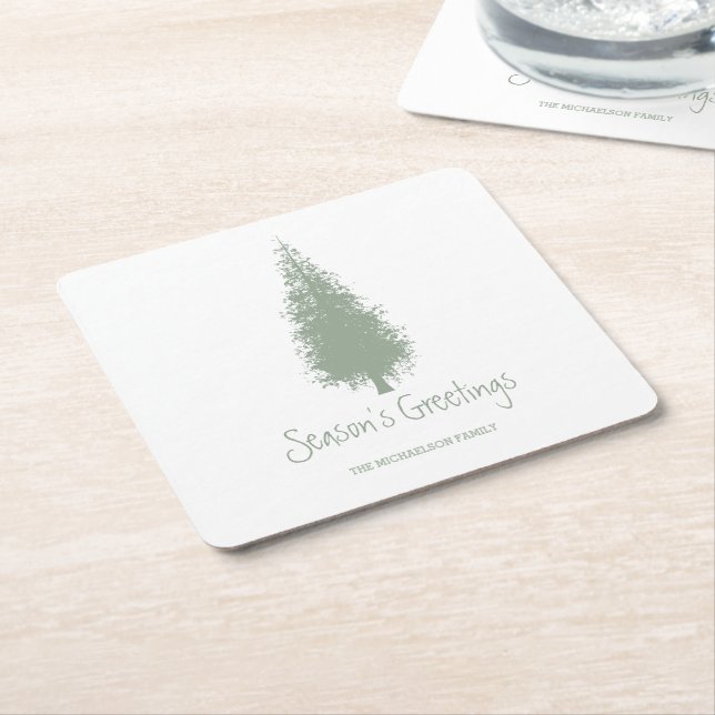 Posavasos Cuadrado De Papel Navidades de Woodland Trees (En perspectiva)