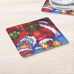 Posavasos Cuadrado De Papel Navidades desean pintar