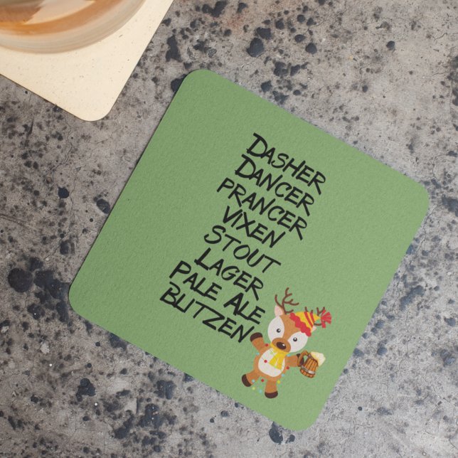 Posavasos Cuadrado De Papel Navidades divertidos que beben cerveza de renos de (Subido por el creador)