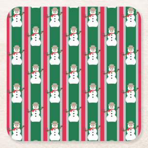 Posavasos Cuadrado De Papel Navidades divertidos y entusiastas Detective Snowm