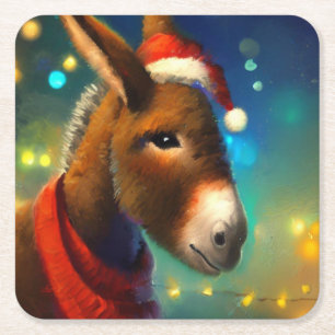 Posavasos Cuadrado De Papel Navidades Donkey 3