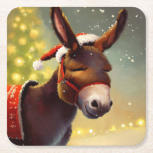 Posavasos Cuadrado De Papel Navidades Donkey 4