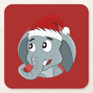 Posavasos Cuadrado De Papel Navidades elefante personalizado de papel cuadrado
