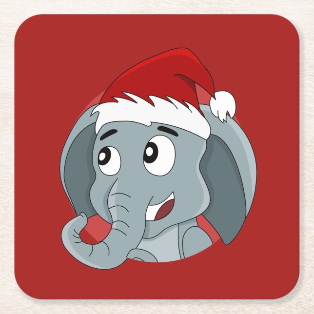 Posavasos Cuadrado De Papel Navidades elefante personalizado de papel cuadrado (Anverso)