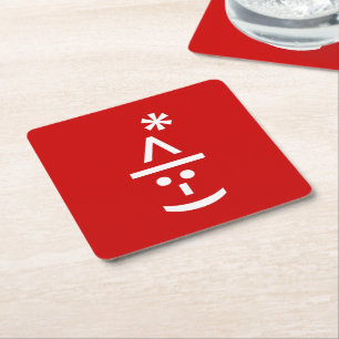 Posavasos Cuadrado De Papel Navidades Elf Emoticon Xmas ASCII Texto Arte
