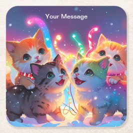 Posavasos Cuadrado De Papel Navidades encantados