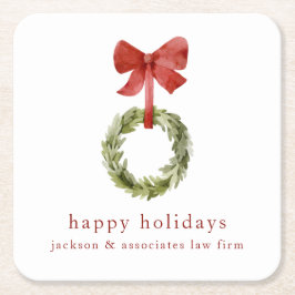 Posavasos Cuadrado De Papel Navidades Escandinavos Wreath Red Bow
