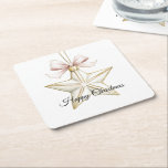 Posavasos Cuadrado De Papel Navidades Estrella de Bow Blanco Rosa moda<br><div class="desc">Navidades Estrella de Bow Blanco Rosa moda</div>