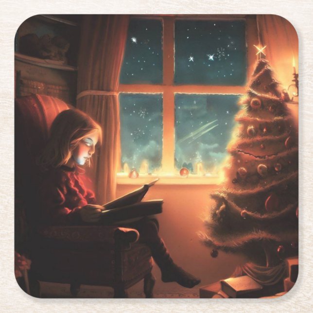 Posavasos Cuadrado De Papel Navidades Eve 3 (Anverso)