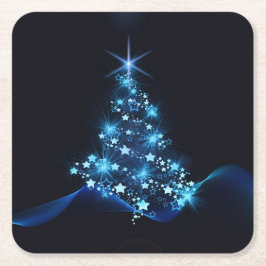 Posavasos Cuadrado De Papel Navidades Festividad Blue Elegant