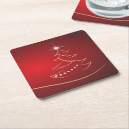Posavasos Cuadrado De Papel Navidades Festividad Red Elegant