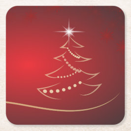 Posavasos Cuadrado De Papel Navidades Festividad Red Elegant