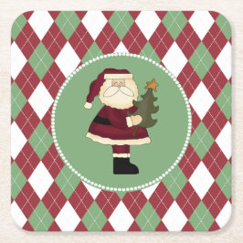 Posavasos Cuadrado De Papel Navidades festivos de Santa Papel
