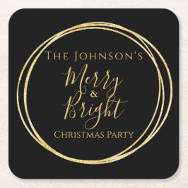 Posavasos Cuadrado De Papel Navidades Fiesta Oro Negro