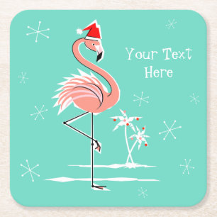 Posavasos Cuadrado De Papel Navidades Flamingo Cuadro de la montaña rusa del t