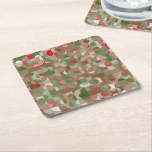 Posavasos Cuadrado De Papel Navidades geométricos Groovy Boho Mod Retro 