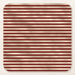Posavasos Cuadrado De Papel Navidades Glam Gold Red Holiday Stripes