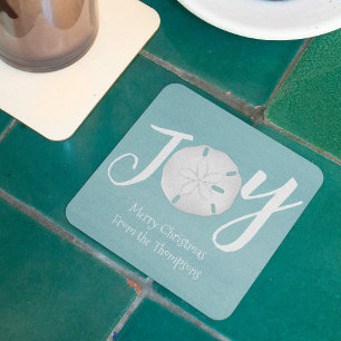 Posavasos Cuadrado De Papel Navidades Holiday Elegant Beach Turquoise Costa