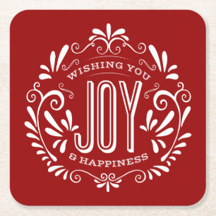 POSAVASOS CUADRADO DE PAPEL NAVIDADES HOLIDAY JOY CHALKBOARD COASTERS
