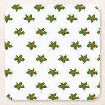 Navidades Holly Pattern Red Berries Hojas verdes