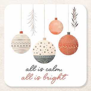Posavasos Cuadrado De Papel Navidades Hygge Baubles