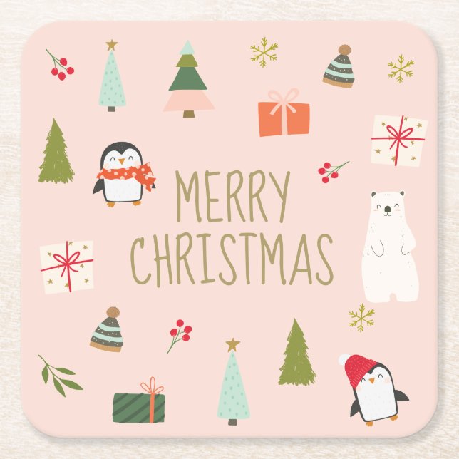 Posavasos Cuadrado De Papel Navidades inteligentes (Anverso)