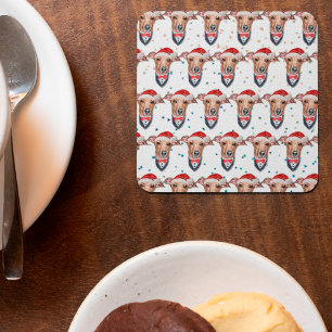 Posavasos Cuadrado De Papel Navidades italianos de la raza de perro con galgo