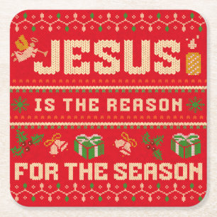 Posavasos Cuadrado De Papel Navidades Jesús Es La Razón De La Temporada