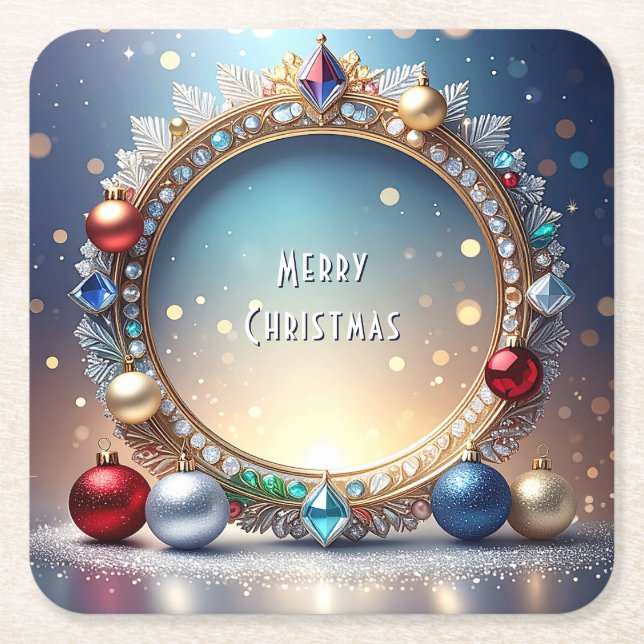 Posavasos Cuadrado De Papel Navidades Jewel Frame Holiday Paper Coaster (Anverso)