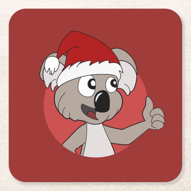 Posavasos Cuadrado De Papel Navidades koala personalizado (Anverso)