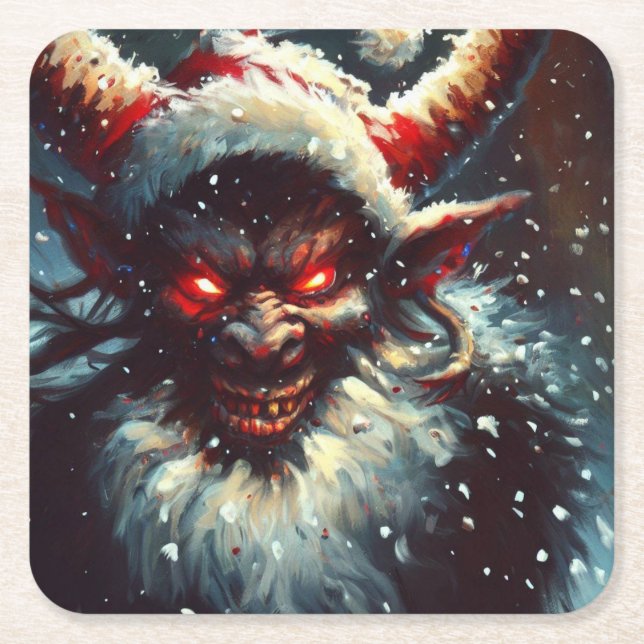 Posavasos Cuadrado De Papel Navidades Krampus 1 (Anverso)