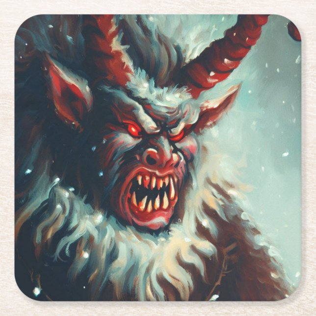 Posavasos Cuadrado De Papel Navidades Krampus 3 (Anverso)