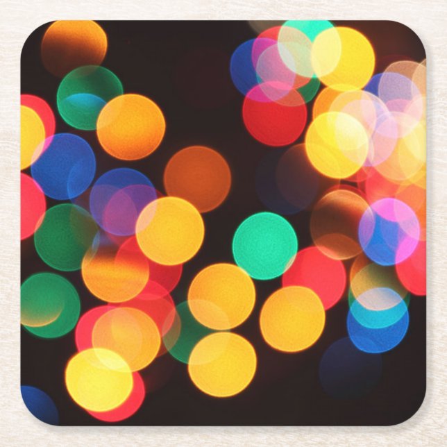 Posavasos Cuadrado De Papel Navidades Luces Modernas (Anverso)