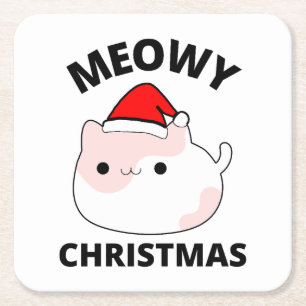 Posavasos Cuadrado De Papel Navidades Meowy