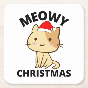 Posavasos Cuadrado De Papel Navidades Meowy