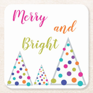 Posavasos Cuadrado De Papel Navidades merry y brillantes