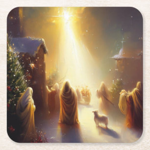 Posavasos Cuadrado De Papel Navidades Milagro 1