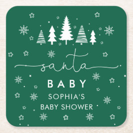 Posavasos Cuadrado De Papel Navidades minimalistas Baby Shower Greenery