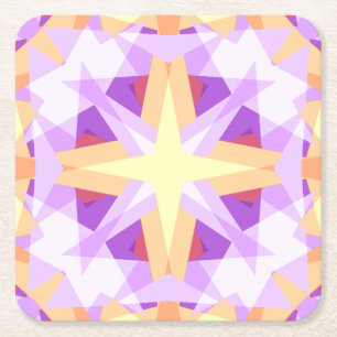 Posavasos Cuadrado De Papel Navidades modernos estrella festiva morado amarill
