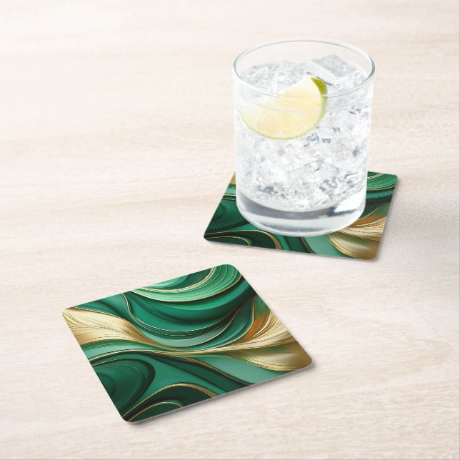 Posavasos Cuadrado De Papel Navidades Monstruo-Verde y Oro- (In situ)