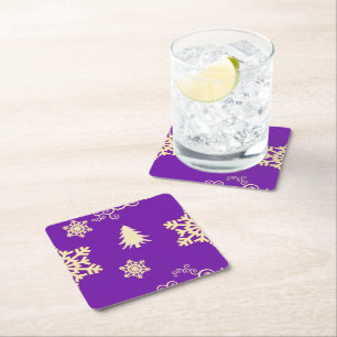 Posavasos Cuadrado De Papel Navidades morados