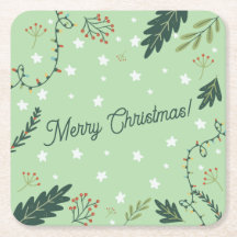 Navidades Nochevieja sage green coaster