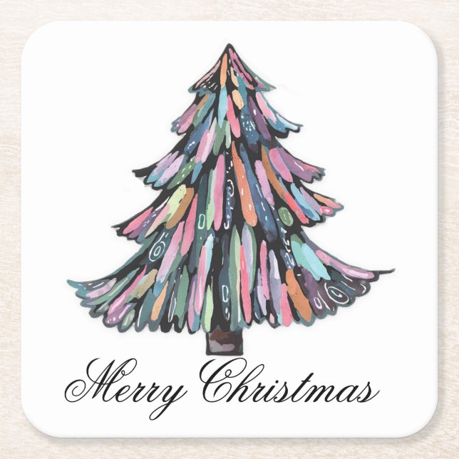 Posavasos Cuadrado De Papel Navidades Pastel (Anverso)