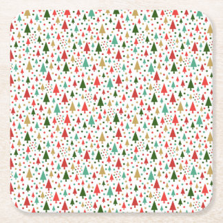 Posavasos Cuadrado De Papel Navidades Patrones - paisaje de árboles coloridos