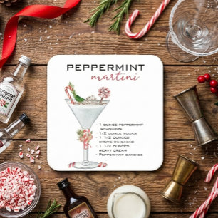 Posavasos Cuadrado De Papel Navidades Peppermint Martini Cocktail Receta