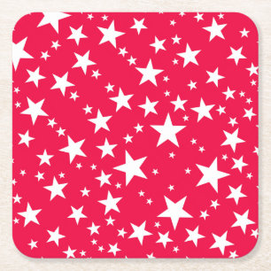 Posavasos Cuadrado De Papel Navidades personalizados planean Estrellas Blancas