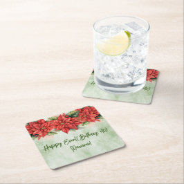 Posavasos Cuadrado De Papel Navidades Poinsettia Flowers Fiesta Floral