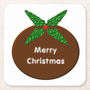 Posavasos Cuadrado De Papel Navidades Pudding Personalizado Papel Astras