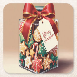 Posavasos Cuadrado De Papel Navidades Recuerdos Cookie Jar Coaster