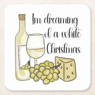 Posavasos Cuadrado De Papel Navidades relacionados con el vino blanco